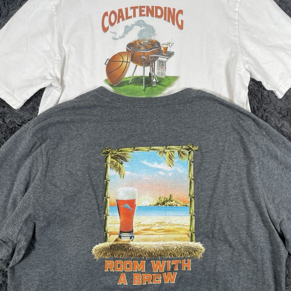Tommy Bahama Relax T-Shirt Bundle Of Two Men's Large Short Sleeve Graphic Tee